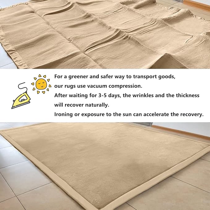 Loartee Nursery Rug Coral Velvet Crawling Rugs Mat Area Rugs Play Crawling Mat(6'7"x6'7", Brown) for Toddler Children Play Mat Yoga Mat Exercise Pads Carpet