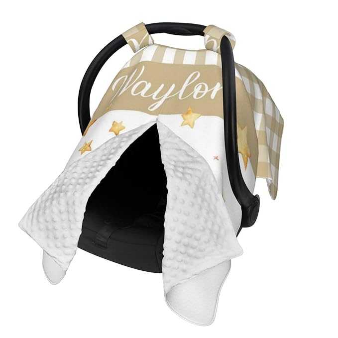 Personalized Name Car Seat Covers for Baby Girls Boys, Custom Cute Bear Baby Carseat Canopy, Nursing Cover for Breastfeeding, Strollers Car Seat Canopies for Babies Infant Newborn