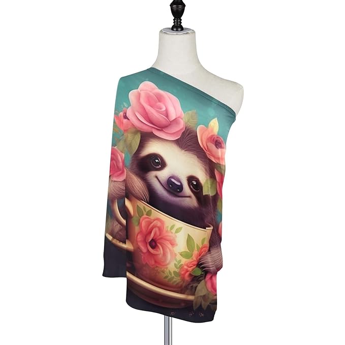 Baby Car Seat Covers Cute Sloth Stretchy Breastfeeding Scarf Breathable Infant Carseat Canopy Nursing Covers Multi Use for Stroller High Chair Shopping Cart Boys and Girls