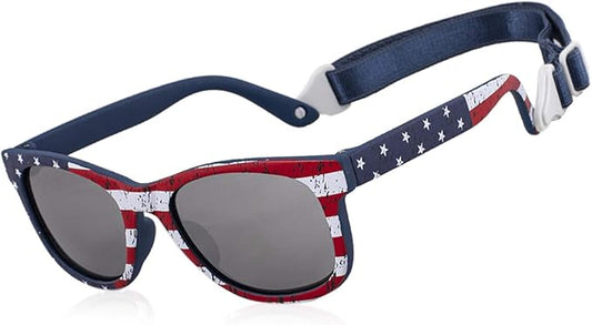 MAXJULI Baby Infant Sunglasses Safe, Soft, With Adjustable Strap 0-24 Months BPA Free 7002