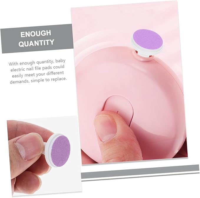 Baby Electric Nail File Replacement Pads 24 Pcs Nail Grinding Heads for Infant Toddler Electric Trimmer Sandpaper Pads Safe Gentle Use
