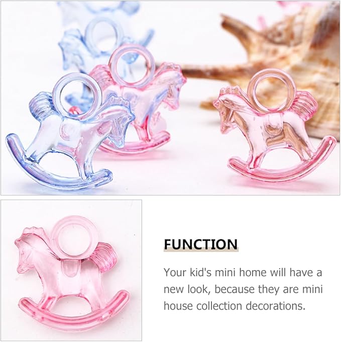 TOYANDONA Acrylic Mini Rocking Horse Decor 96 Pcs Party Table Scatter for Baby Shower Birthday and Toddler Toy Accessories