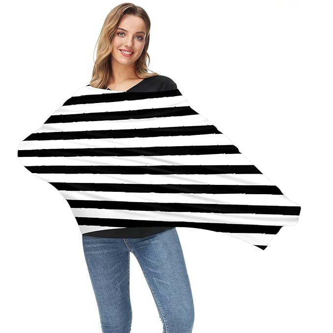 Baby Car Seat Stroller Covers Black and White Stripes Nursing Cover Breastfeeding Scarf Soft Breathable Stretchy Coverage Carseat Canopy Cover for Boys and Girls Soft Breathable Multi Use