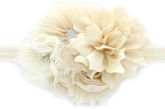 My Lello Shabby Fabric Flower Cluster Headbands Baby - Girls - Toddler Stretchy Elastic