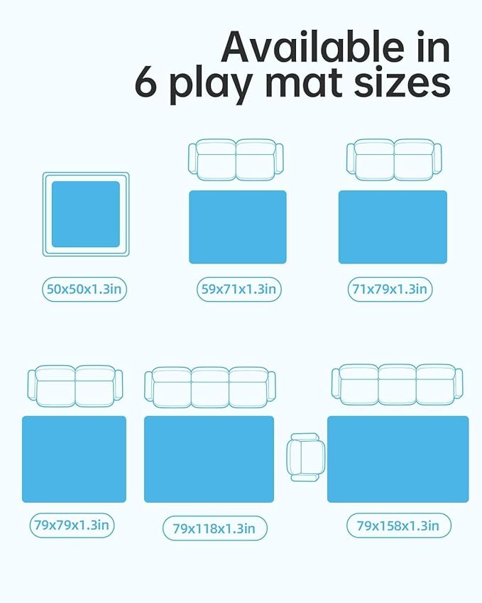 Baby Play Mat for Floor Playpen Mat 1.3" Thick Elasti-Foam Padded Cushioning Non-Slip Backing Safe Playroom Tatami-Style Nursery Mat for Tummy Time & Crawling for Babies Toddlers Infants