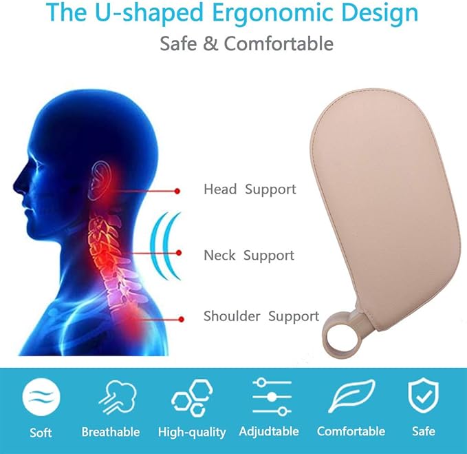 Car Headrest Pillow, 360°Adjustable PU Leather Car Seat Head Neck Support Rest Cushion Both Kids Adults for Travel Sleeping