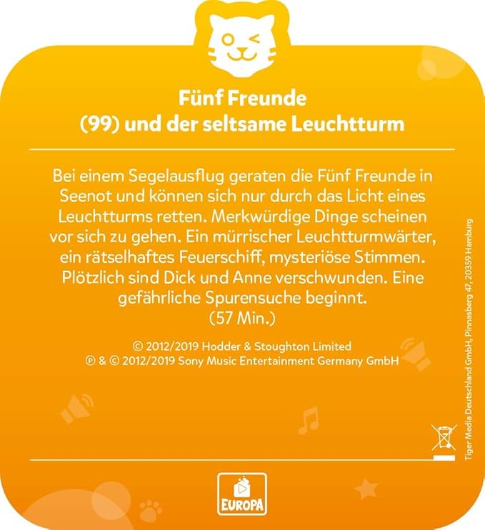 tigermedia tigercard Fünf Freunde Episode 99 der seltsame Leuchtturm Puzzle Detective Story tigerbox Audio Box Children's Radio Play Audio Book