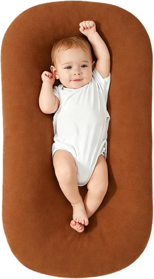 Baby Lounger, Baby Lounger for Newborn, Soft Breathable Washable Infant Lounger for Baby Home and Travel (Brown, 0-12 Months)