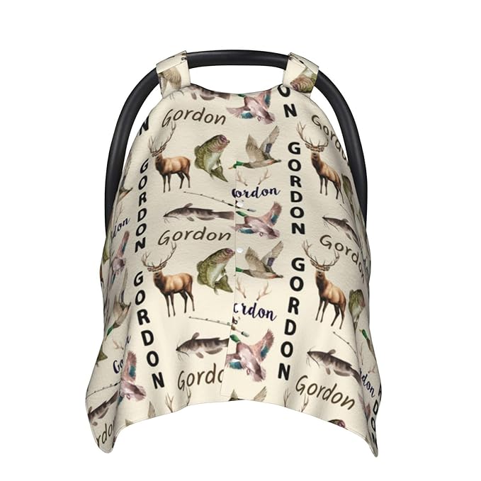 Personalized Baby Car Seat Canopy with Name – Custom Hunting Theme Minky Nursing Cover for Boys & Girls, Soft Stroller Cover for Infants & Newborns, Carseat Canopy for Breastfeeding