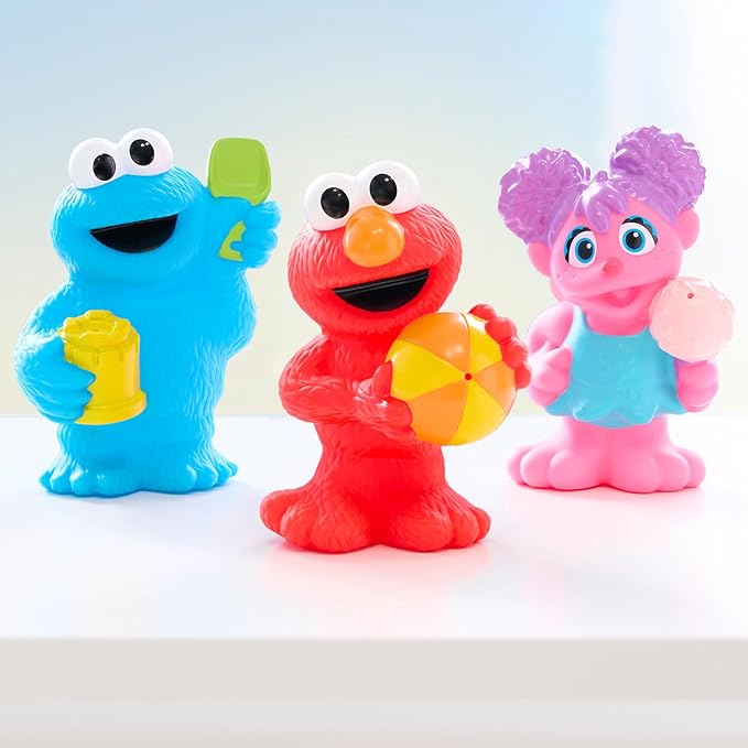 Sesame Street Floating Fun Friends 3-piece Set Water Squirters Bath and Pool Toys, Kids Toys for Ages 2 Up by Just Play