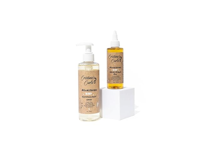 Cristina's Curls Nourishing Baby Wash Day Hair Bundle – Gentle Shampoo + Lightweight Scalp Oil