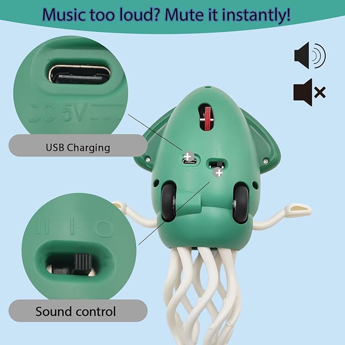 Electric Crawling Dancing Octopus Toy for Walking Baby Boy Girl 0-6 6-12 12-18 Months, Infant Tummy Time Musical Magic Dancing Squid Toy for 3 4 5 6 7 8 9 10 11 12 Toddler 1st Birthday Gift