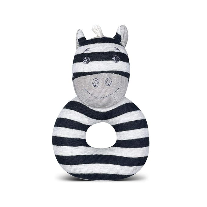 Organic Farm Buddies by Apple Park Rattle | Non-Toxic, Hypoallergenic, 100% Organic Cotton for 0m+ | Teething Rattle for Newborns and Infants