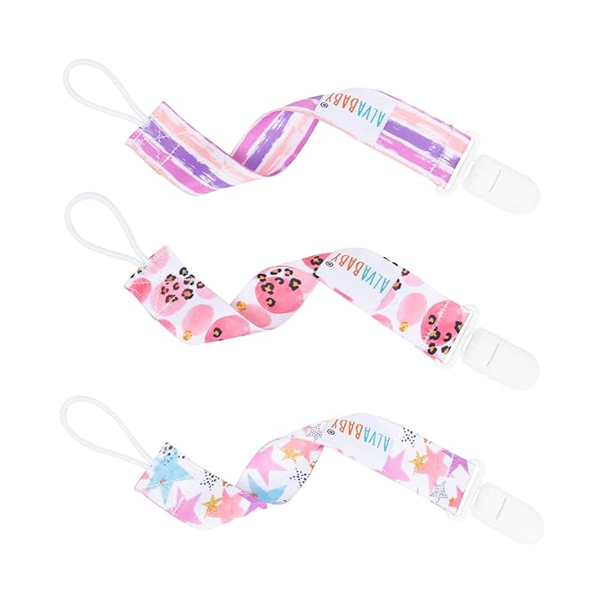 ALVABABY Baby Pacifier Clips Paci Universal Holder Leash Pacifier Clip Binky Holder for Teether Soothie 6 Pack 6DBP06