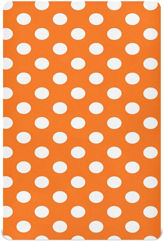 Baby Crib Sheet Orange White Polka Dots Crib Mattress for Boys and Girls Playard Sheet Soft Breathable Fitted Baby Mattress Cover 52x28in