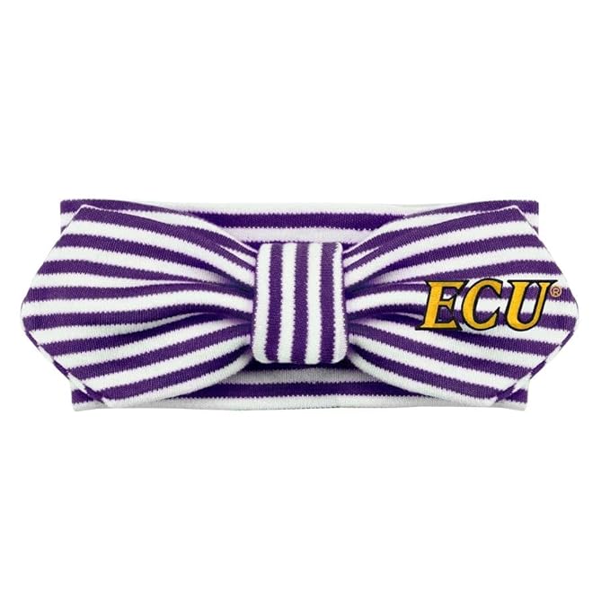 Creative Knitwear East Carolina Pirates Infant Girls Purple/White Striped Hair Knot Headband Embroidered Logo - Size Newborn - 4T