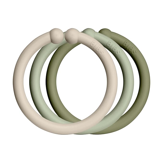 BIBS Loops 12-Pack, BPA Free, Made in Denmark. Polypropylene, Vanilla/Sage/Olive