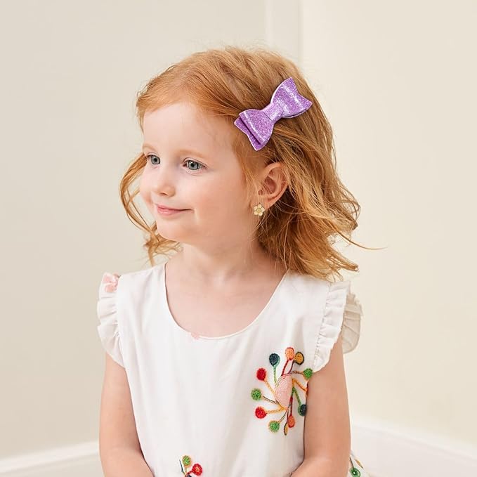Baby Girls Pigtail Bows Sparkly Sequin Glitter Hair Bows With Alligator Clips Hair Barrettes Accessory for Girls Toddlers Kids Teens