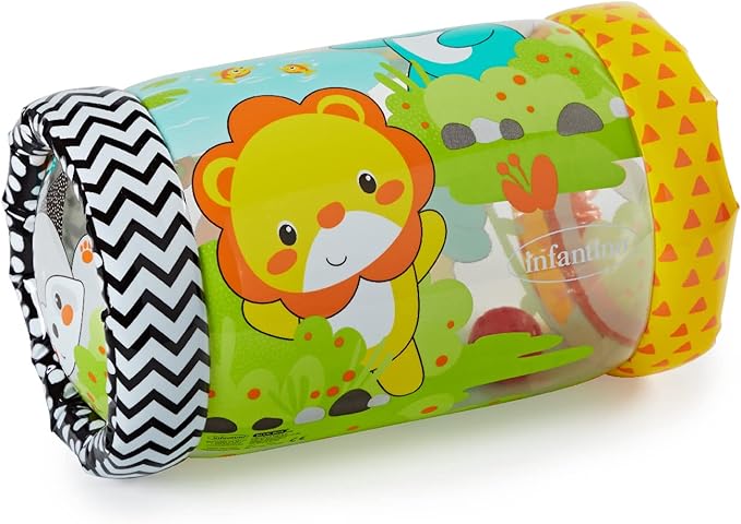 Infantino Jungle Peek & Roll - Encourages Crawling, Inflatable Activity Toy with Bouncing Balls Inside, Fun & Friendly Animal Characters, Helps Gross Motor Skill Development, for Babies 6M+