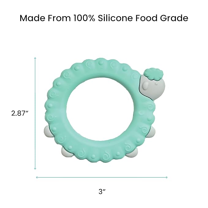 Lulyboo Baby Silicone Sheep Teether - Soft, Non-Toxic, BPA-Free, Easy-Grip, Freezer Safe, Recyclable Teething Toy for Gums Relief & Self-Soothing (0-12 Months)
