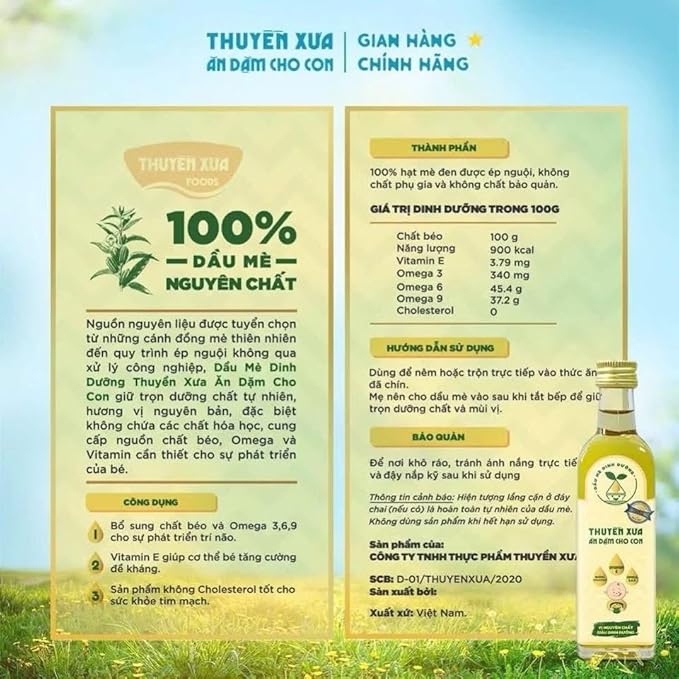Thuyen Xua Baby Nutritional Oil Set, 4 Bottles x 65ml, Extra Virgin Olive Oil Made in Italy, Omega 3-6-9 & Vitamins