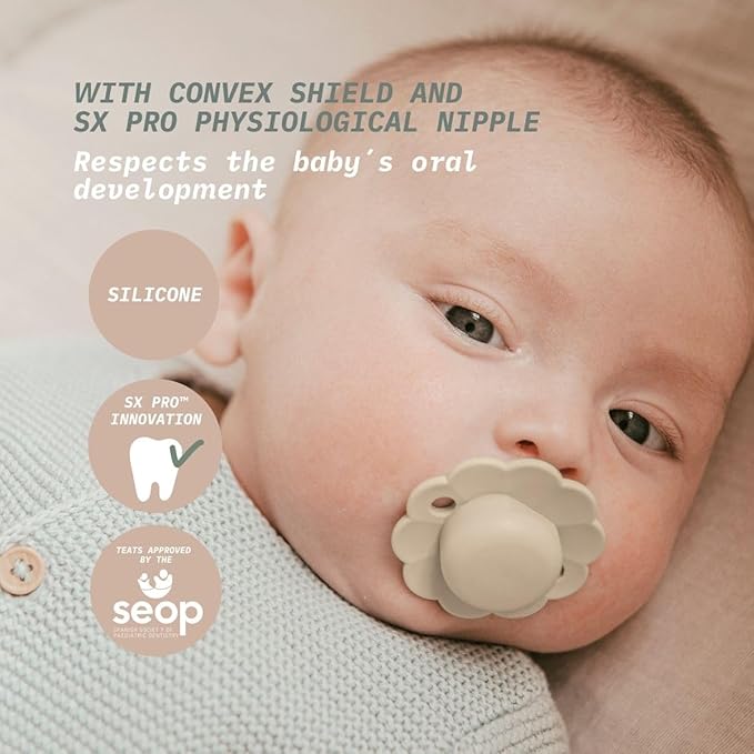 Suavinex Wonder Baby Pacifier, SX Pro Silicone Nipple, Reversible, Non Irritating Shield Design, 2Pk Pacifiers 6-18 Months, Made in Europe, Lavender/Mauve