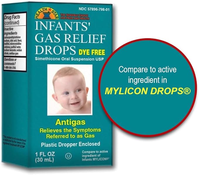 GeriCare Infants’ Gas Relief Drops Simethicone Drops for Infants, Relieves Stomach Discomfort, Safe & Gentle 20mg Drops, Child Anti-Gas 1 Fl Oz (Pack of 4)