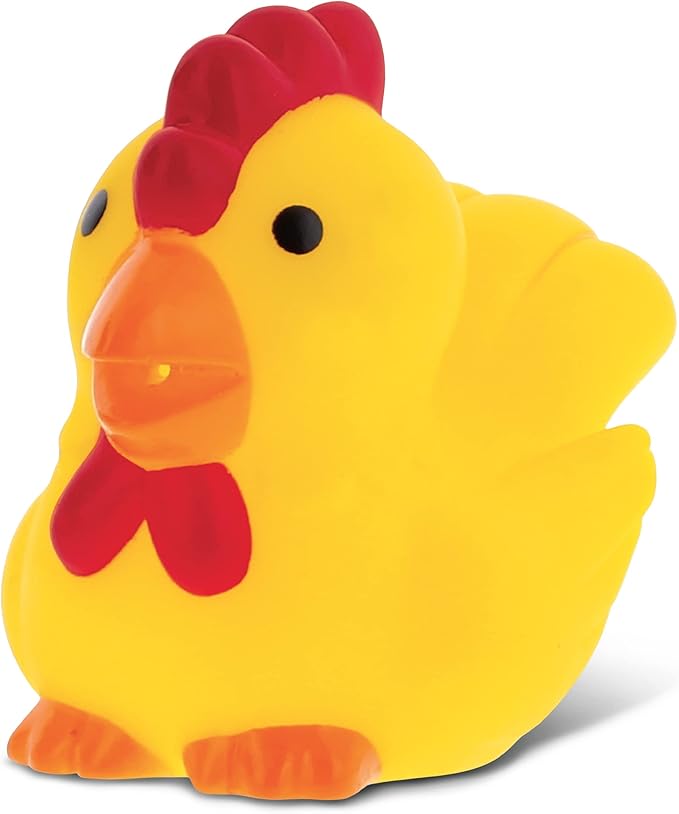 DolliBu Rooster Bath Buddy Squirter - Floating Yellow Chicken Rubber Bath Toy, Fun Water Squirting Bathtime Play For Toddlers, Cute Farm Barn Animal Toy For The Bathtub, Beach, & Pool for Girls & Boys