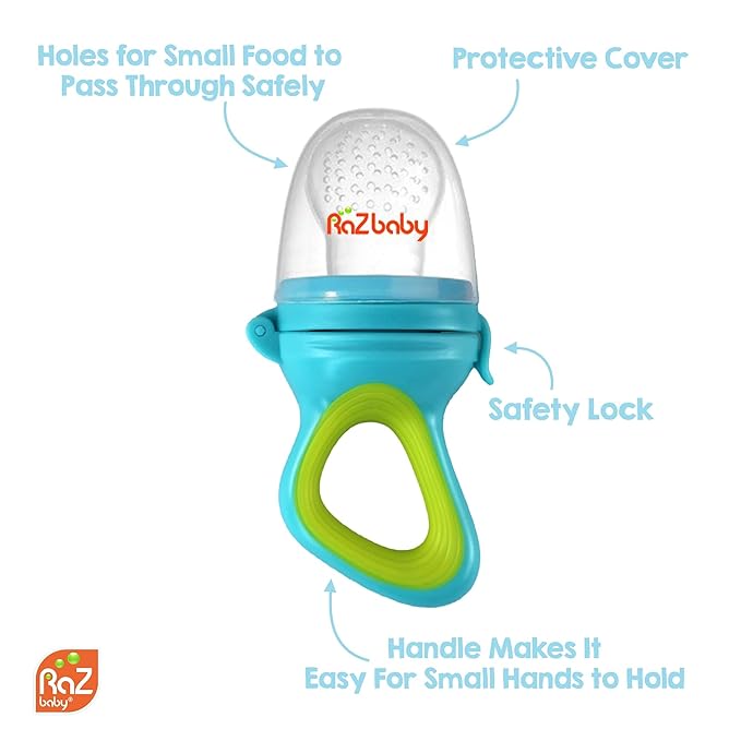 RaZbaby RaZberry Teether Red + Feeder 2-Pack Bundle - Soothe Sore Gums and Provide Teething Relief with Easy-to-Hold, BPA Free Teether Toy Bundle