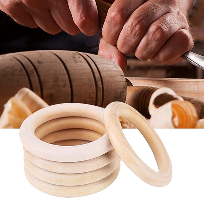 Wood Teething Rings 10Pcs Baby Infant Teether Wooden Bracelet DIY Craft Pacifiers Teethers Relief Accessories Pendant Connector