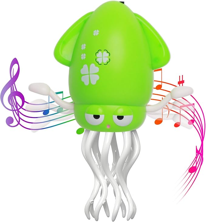 DYALE Dancing Squid Baby Toy, Dancing Music Squid Baby Toys for Ages 3 and Up for Kids,Light Green