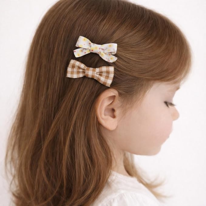 Baby Hair Clips Set, 10PCS Soft Fabric Hair Accessories for Toddlers, Mini Hair Bows for Daily Wear, School, Parties, Birthday Gifts (Brown)