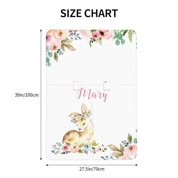 Personalized Baby Car Seat Canopy for Babies, Custom Name Car Seat Covers for Baby Girl, Floral Deer Opening Minky Nursing Breastfeeding Cover for Infant, Carseat Canopies for Newborn