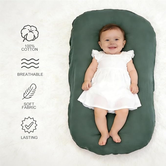 Baby Lounger - Snuggle Cozy Me Infant Lounger for Newborn 0-12 Months, Flannel Cover，Portable Breathable & Soft Baby Nest Lounger for Home and Travel - Blue