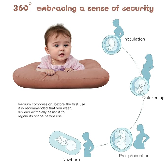 Baby Lounger for Newborn, Bionic Design Baby Lounger, Soft Organic Cotton Breathable Lounger for Infants 0-18 Months (Brown)