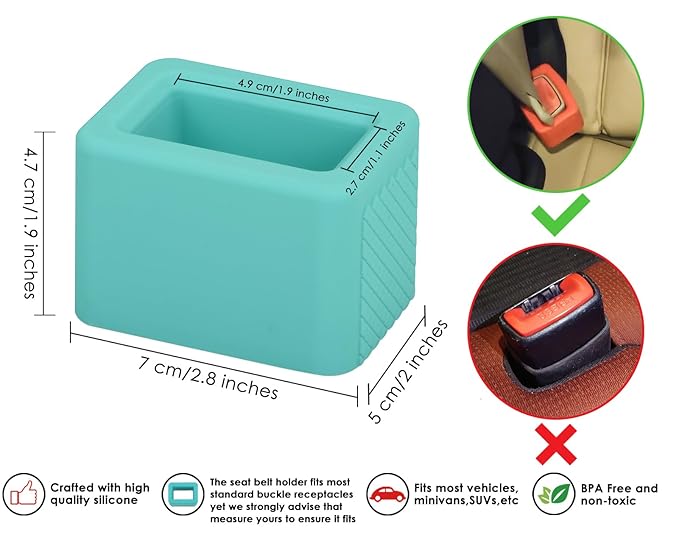DS. DISTINCTIVE STYLE Seat Belt Holder Easy Access Seatbelt Accessories for Kids 2 Pieces (Aqua Blue)