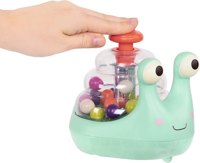 B. toys – Light Up Snail Ball PopperBaby Toy with Glowing Effects & Easy– Grip Handle – Interactive Educational Toy for Motor Skills Development – Colorful Baby Toys for 10+ Months