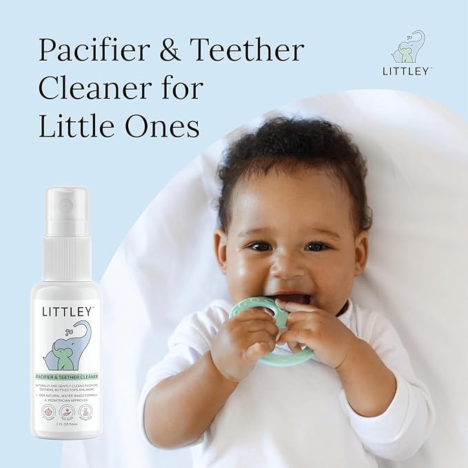 Littley Pacifier & Teether Cleaner | Alcohol‑Free HOCl Spray for Baby Pacifiers, Teethers, Bottles & High‑Touch Toys | Fragrance‑Free | Portable Travel Size | 2 oz