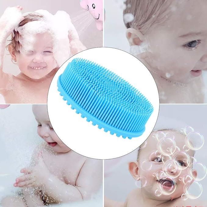 Silicone Baby Bath Brush Silicone Baby Sensory Brush Silicone Shower Skin Massage Brush for Baby Body Hair Washer(Blue)