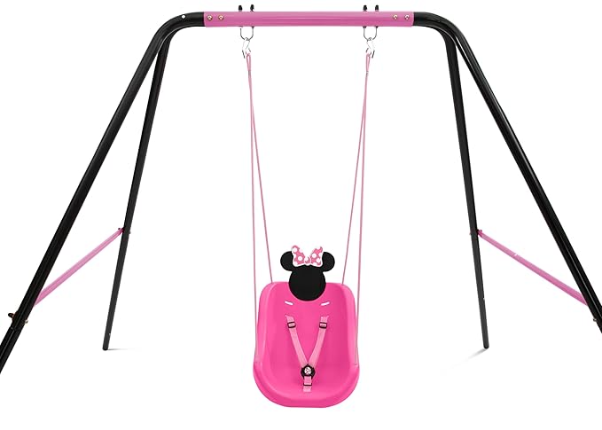 Disney Minnie Mouse 2-in-1 Outdoor Swing by Delta Children – for Babies and Toddlers – Full Bucket Seat