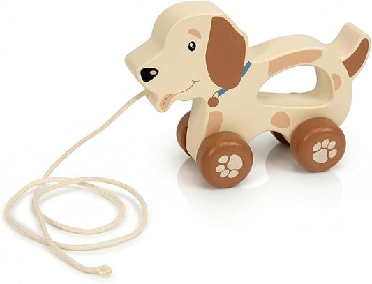 Baby Toys Car,Wooden Pull Along Toddler Toy, Developmental Toy for 1 Year Old Girl Boy Birthday Gift (Cute Dog)