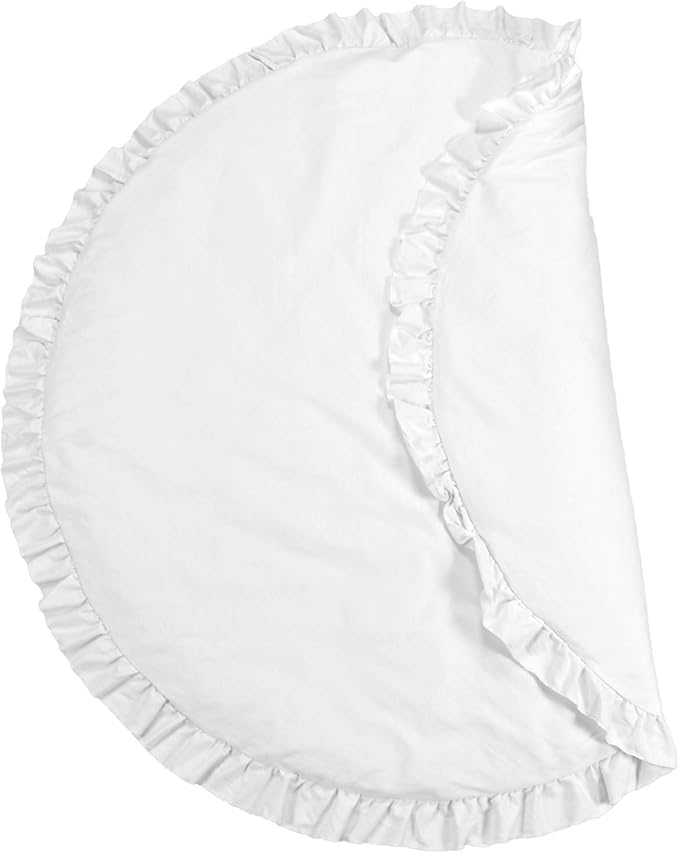 ABREEZE Baby Cotton Play Mat Soft Crawling Mat White Detachable Washable Game Blanket Floor Playmats Kids Infant Child Activity Round Rug Home Room Decor