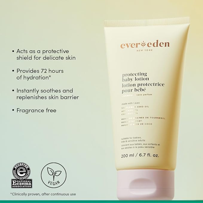 Evereden Protecting Baby Set - Moisturizing Baby Lotion for Newborn 6.7 oz. and Protecting Baby Massage Oil, 4 oz. | Clean Baby Care