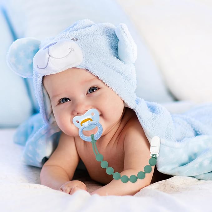 MINMUNJIU Silicone Pacifier Clips for Boys, 6 Pack One Piece Soft Flexible Binky Clips Pacifier Holder Clip for Boys