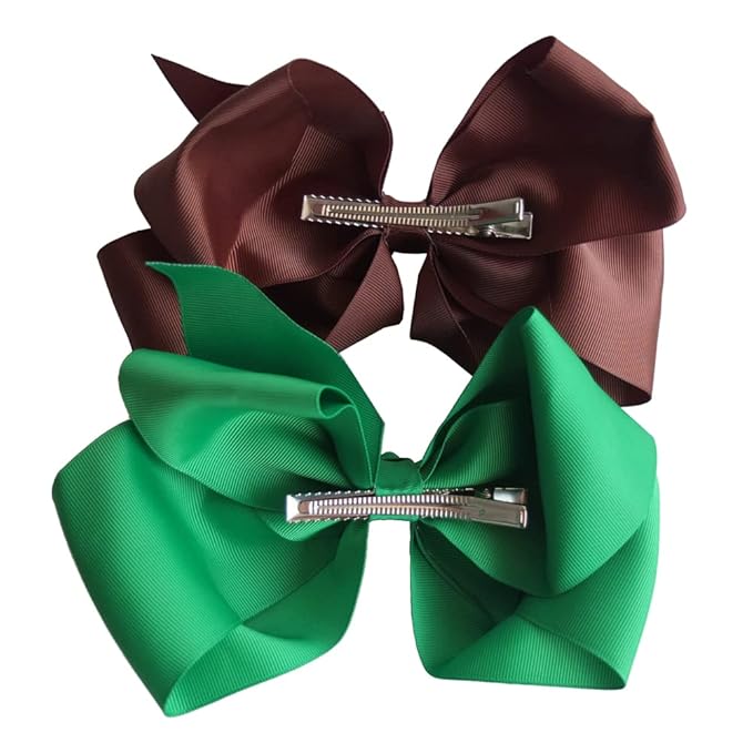 24 Colors Jumbo 8 inch Hair Bow Clips for Little Girls Grosgrain Ribbon Bow Alligator Hair Clip Baby Girl Teens Women Hair Accessories (24 pcs/8 Inch)
