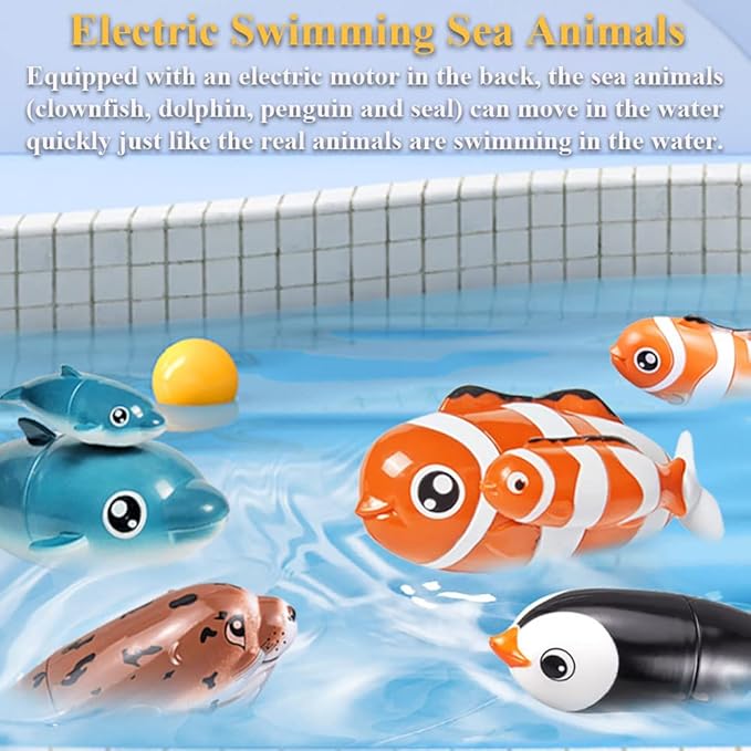 Electric Dolphin Bath Toy – Waterproof Mother & Baby Swimming Fish for Bathtub & Pool, Lovely Water Play Set, Fun Baby Shower & Toddler Gift (Mother & Child Dolphin)