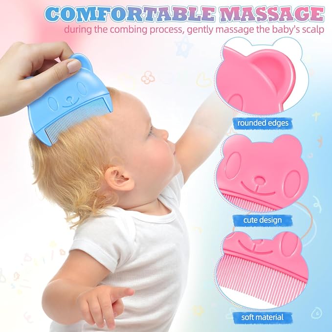 SEWACC 2pcs Baby Hair Combs Cute Bear Shape Plastic Baby Comb for Cradle Cap Removal Bath Brush for Newborns Toddlers