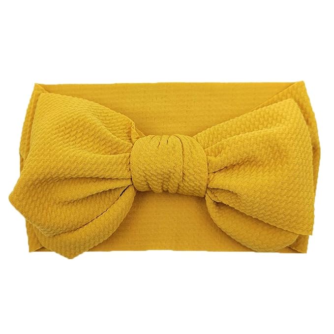 KIDOCHEESE Headbands with Bows, Big Bows Baby Girl Hairbands, 10 Pack, Soft Fabric, Adjustable Size, Hair Accessories for Newborn Infant Toddlers Kids