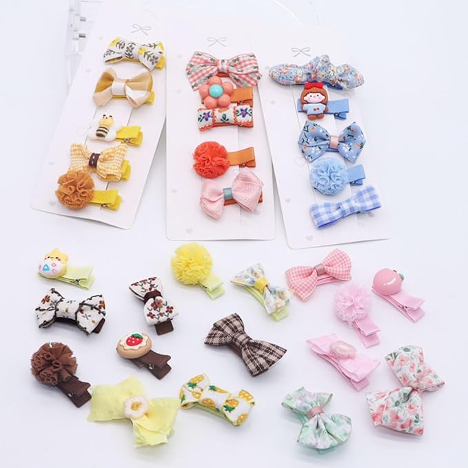 FZBNSRKO Hair Clip, 25pcs Cute Rainbow Baby Girl Hair Clips, Children Hair Clips for Infants Toddlers Kids, Polyester Printed Fabric, Snap Closure, Set of 5 Random Styles