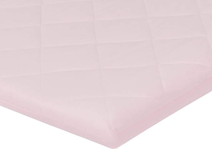 Pastel Light Pink Pack 'n Play Quilted Mattress Sheet - Ultra-Soft, Comfortable Portable Crib Mattress Sheet for Baby Girls; Playpen or Mini Crib Fitted Sheet with Quilted Top